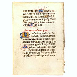 Leaf on vellum from a manuscript Book of Hours.