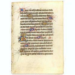 Leaf on vellum from a manuscript Book of Hours.