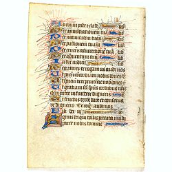 Leaf on vellum from a manuscript Book of Hours.