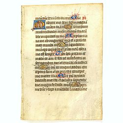 Leaf on vellum from a manuscript Book of Hours.