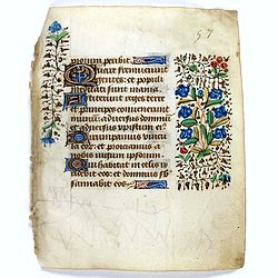 Leaf on vellum from a manuscript Book of Hours.