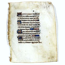 Leaf on vellum from a manuscript Book of Hours.