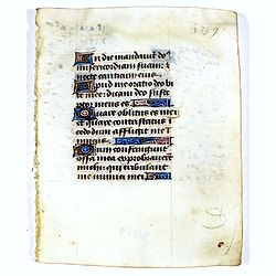 Leaf on vellum from a manuscript Book of Hours.