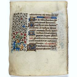 Leaf on vellum from a manuscript Book of Hours.