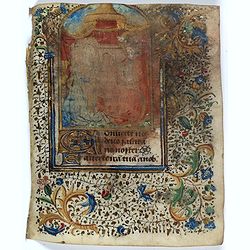 Leaf on vellum from a manuscript Book of Hours.