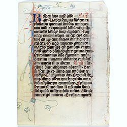 Manuscript leaf from a very early [around 1300] Breviary.