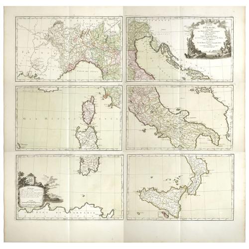 Old map image download for Carte d'Italie, assujettie aux observations astronomiques et aux itinéraires. Comprenant toutes les grandes routes qui traversent les différens Etat de cette région . . .