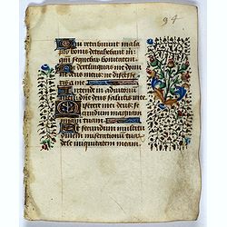 Leaf on vellum from a manuscript Book of Hours.