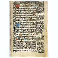 Leaf on vellum from a printed Book of Hours.