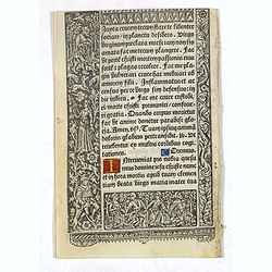 Leaf on vellum from a printed Book of Hours.