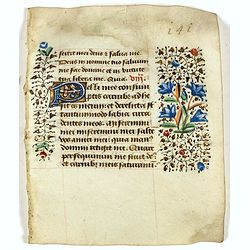 Small leaf on vellum from a manuscript Book of Hours.