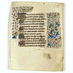 Small leaf on vellum from a manuscript Book of Hours.