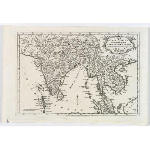 Old map image download for The East Indies, distinguishing the Empires and Kingdoms on the Continent commonly call'd India.