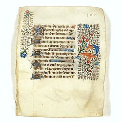 Small leaf on vellum from a manuscript Book of Hours.