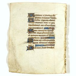 Small leaf on vellum from a manuscript Book of Hours.