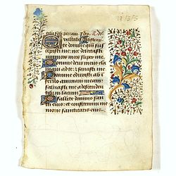 Small leaf on vellum from a manuscript Book of Hours.