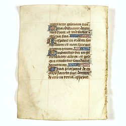 Small leaf on vellum from a manuscript Book of Hours.