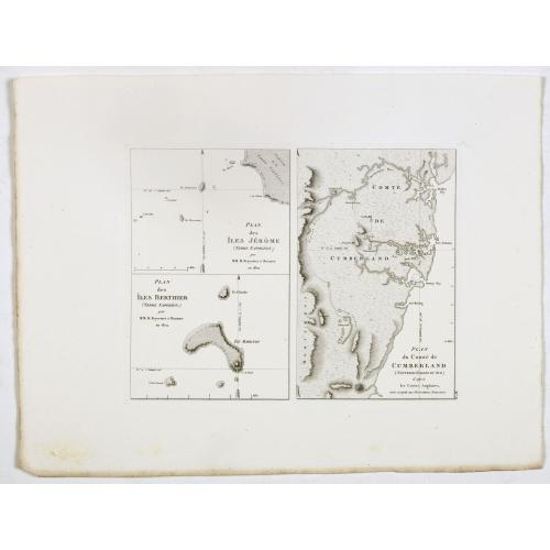 Old map image download for Plan des Iles Jerome (Terre Napoleon). . . [with] Plan des Iles Berthier (Terre Napoleon). . . [with] Plan du comte de Cumberland (Nouvelle-Galles du sud) d'apres les cartes Anglaises, mais assujetti aux observations Francaises.