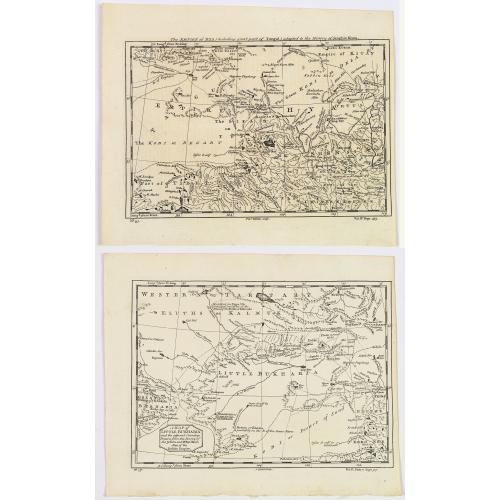 Old map image download for A Map of Little Bokhara, and the Adjacent Countrys... [and] The Empire of Hya (including grear part of Tangul)... [2 maps]