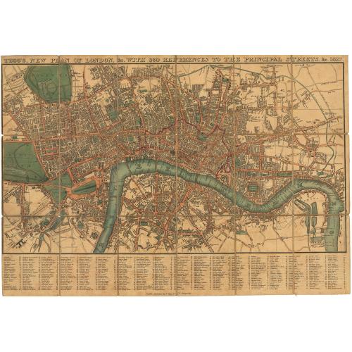 Old map image download for Tegg's New Plan of London, &c. with 360 References to the Principal Streets, &c. 1827.