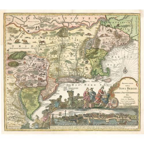 Old map image download for Recens Edita totius Belgii, in America