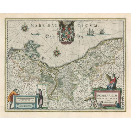 Old map image download for Mare Bal Ticum. Pomeraniae Ducatus Tabula Auctore Eilharo Lubino