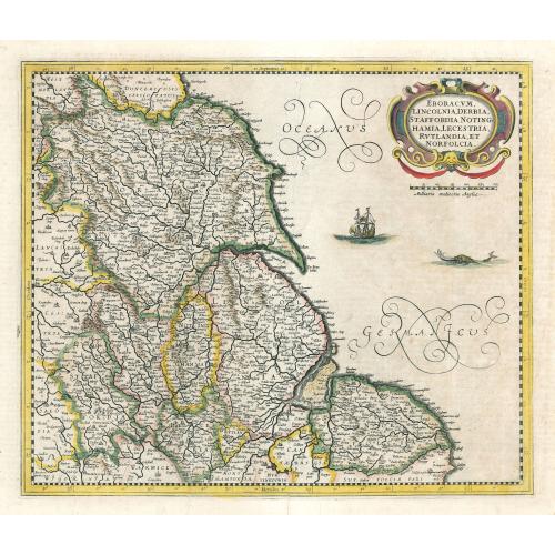 Old map image download for Eboracum, Lincolnia, Derbia, Staffordia, Notinghamia...