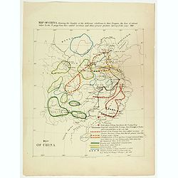 Map of China showing the locality of the different rebellions in that Empire, the line of retreat taken by the Ti-pings from their settled territory, and their present position Spring of the year 1866.