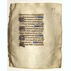 Leaf on vellum from a small manuscript Book of Hours.