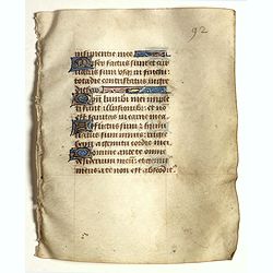 Leaf on vellum from a small manuscript Book of Hours.