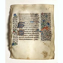 Leaf on vellum from a small manuscript Book of Hours.