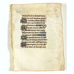 Leaf on vellum from a manuscript Book of Hours.