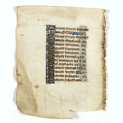 Leaf on vellum from a manuscript Book of Hours.