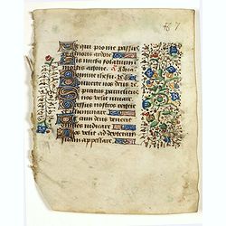 Leaf on vellum from a manuscript Book of Hours.