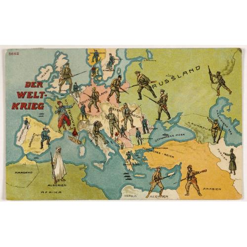 Old map image download for Der Weltkrieg. World War I post card)