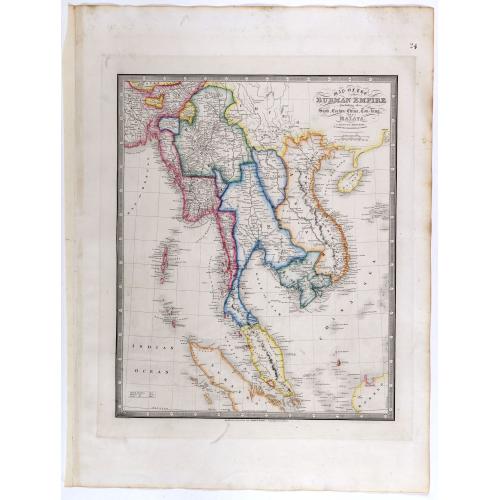 Old map image download for Map of the Burman Empire Including also Siam, Cochin-China, Ton-king and Malaya.