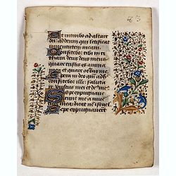 Leaf on vellum from a manuscript Book of Hours.