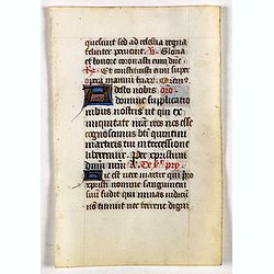 Leaf on vellum from a manuscript Book of Hours.