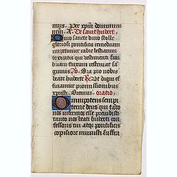 Leaf on vellum from a manuscript Book of Hours.