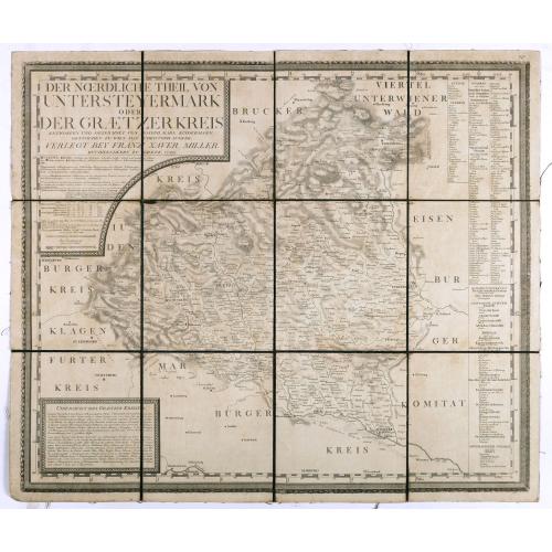 Old map image download for Der noerdliche Theil von Untersteyermark oder der Graetzer Kreis, Entworfen und gezeichnet von Joseph Karl Kindermann