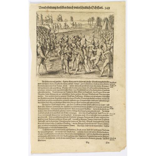 Old map image download for [Sir F. Drake crowned by the Indians of Nova Albion] / [Europeans, Drake, and the King of Ternate].