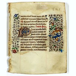 Leaf on vellum from a manuscript Book of Hours.