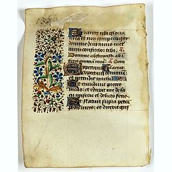 Leaf on vellum from a manuscript Book of Hours.