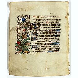 Leaf on vellum from a manuscript Book of Hours.