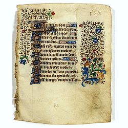 Leaf on vellum from a manuscript Book of Hours.