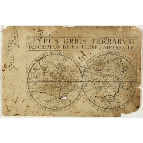 Old map image download for Typus orbis Terrarum description de la Terre universelle.