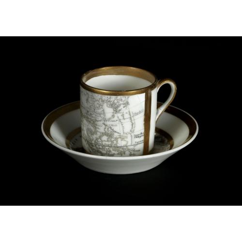 Old map image download for Coffee cup and plate with map design.