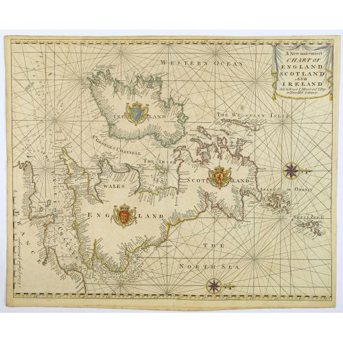 Old map image download for A New and Correct Chart of England Scotland and Ireland.