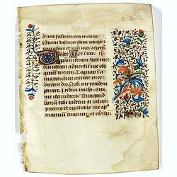 Leaf on vellum from a manuscript Book of Hours.