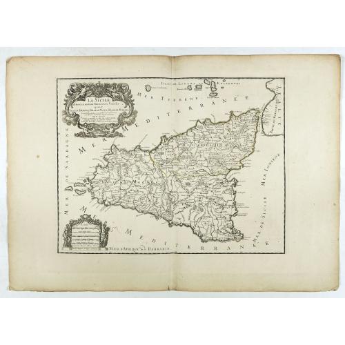 Old map image download for La Sicile divisee en ses trois povinces ou valees. . .